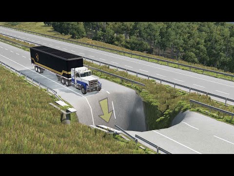 Cars vs Giant Pit BeamNG.Drive