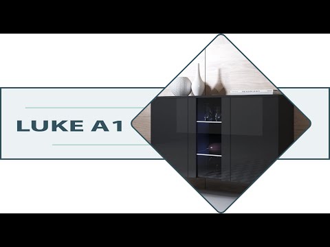 Credenza Soggiorno Natolia 150cm - Mobile TV Con LED, Melamina Opaca Bianco E Nero - Foto 11