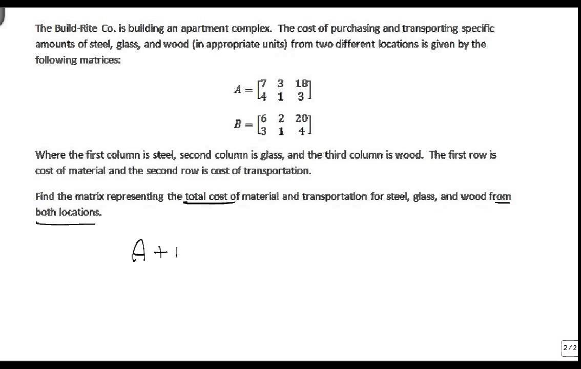 Solve Applied Matrix Arithmetic Problems