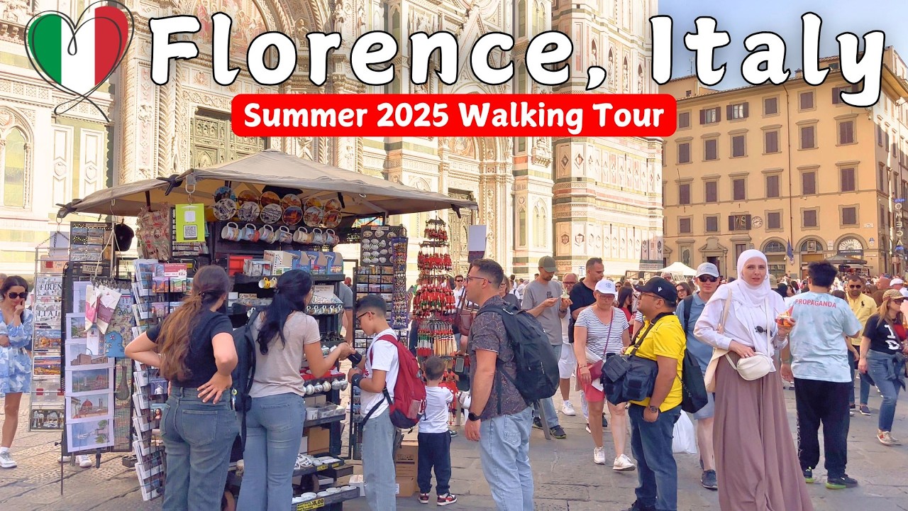 Immersive street-level walking tour through Florence Summer, Italy, showcasing authentic urban landscapes, local architecture, and the vibrant atmosphere of the city's neighborhoods