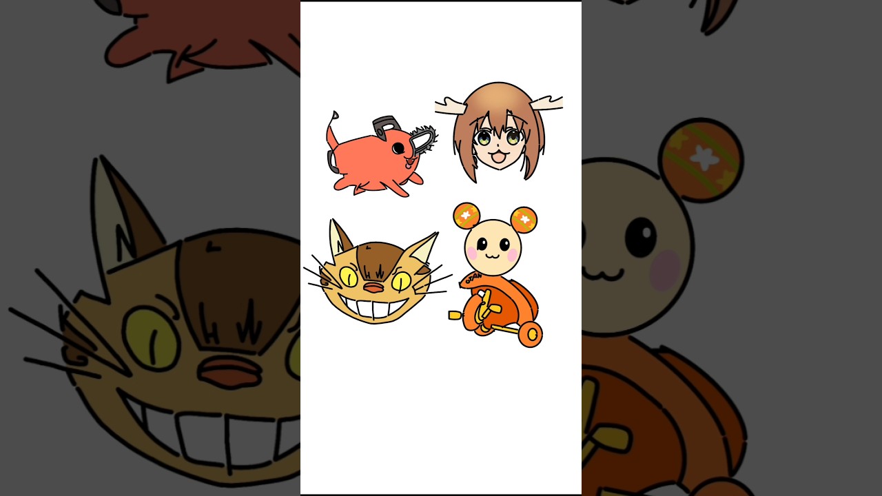 ハイブリッドなキャラクターたちをアルファベットだけで描いてみた！ #shorts #イラスト #アニメ #art