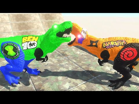 BEN 10 T-REX vs NARUTO DEATH FALL - Animal Revolt Battle Simulator
