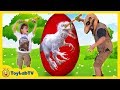 GIANT EGG SURPRISE OPENING Indominus Rex Biggest Dinosaur Toy Egg Ultra T Rex Kids Video