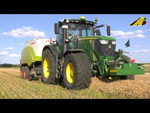 Stroh pressen, Ballen verladen & einlagern Strohbergung nach Getreideernte Traktoren Landwirtschaft