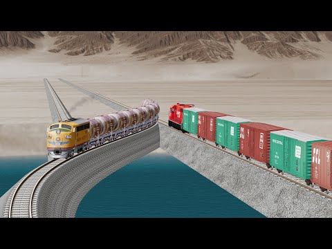 Impossible Rail Crossing Tracks vs Trains Crossing - Beamng Drive