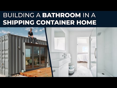Part of a video titled How to Build a Shipping Container Home | EP08 Building a Bathroom