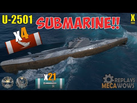 SUBMARINE U-2501 4 Kills & 111k Damage | World of Warships Gameplay