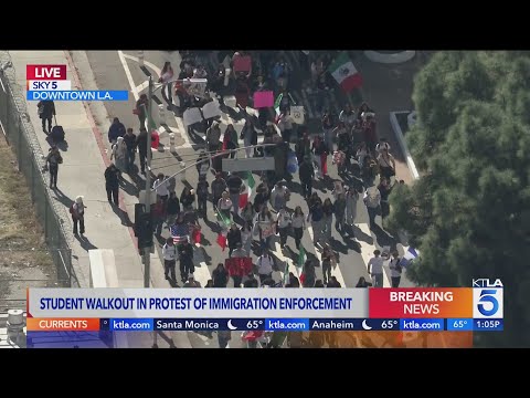 Student walkout held in downtown L.A. in protest of immigration enforcement