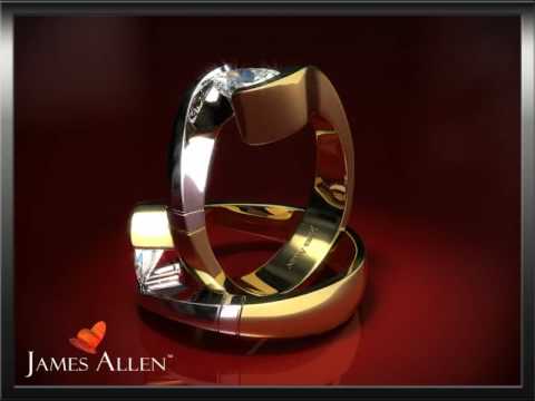 14k Yellow Gold Swirl Tension Set Engagement Ring