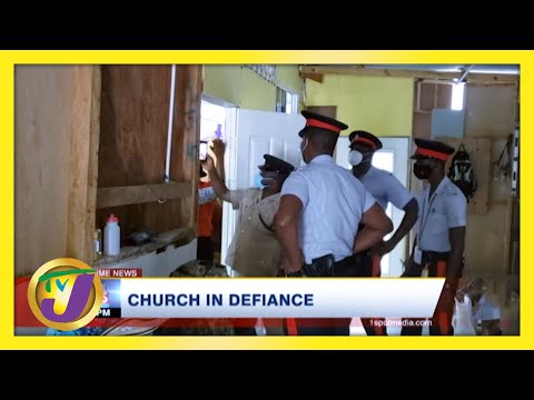 Police Swarm Church in Defiance of Covid Measures in Jamaica TVJ News March 3 2021