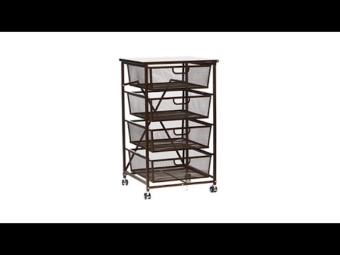 Origami 4Drawer Kitchen Cart with Wood Shelf