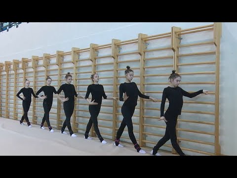 Ukraine's national gymnastics ensemble team train in Greece