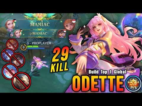 29 Kills + 2x MANIAC!! Odette VALENTINE Skin Deadly Midlaner!! - Build Top 1 Global Odette ~ MLBB