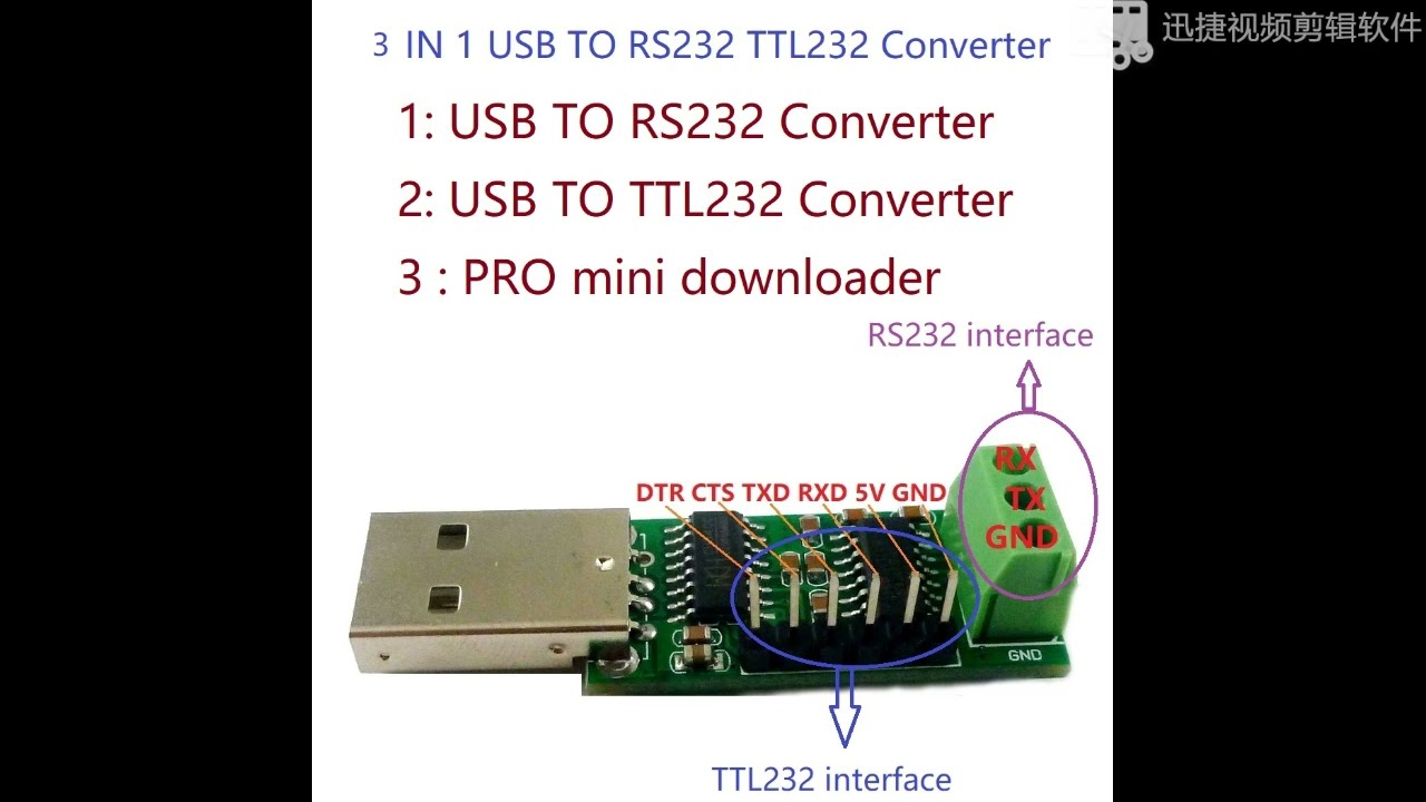 UD67A01 3 in 1 USB TO RS232 TTL232 Pro Mini Download Serial ports CH340 Converter Industrial  SP232