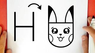 Como desenhar o PIKACHU KAWAII usando a LETRA H