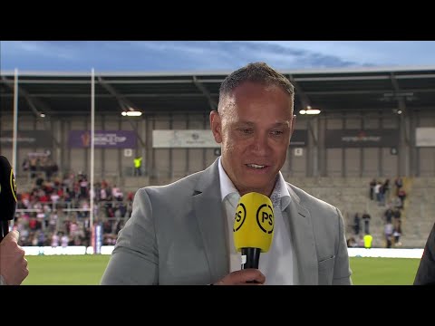 Leigh Centurions coach Adrian Lam reacts to win over Featherstone Rovers