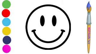 How to draw a smiley step by step | easy smiley drawing for kids and Toddlers | Painting , colouring