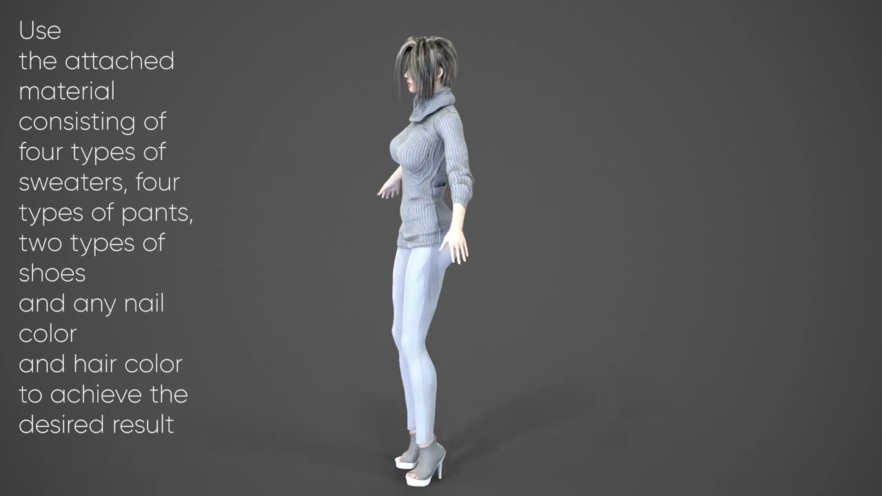 Female Woman Character Kenzie 35 Poses Mega Pack 3D Model