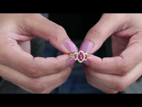 July Birthstone 1 CT Ruby Cluster Engagement Ring with Diamond Accent