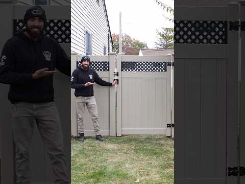 Vinyl Fence Gate Beautiful Color Combo: Clay Trim with a Black Mini-Lattice Top #vinylfencecolors