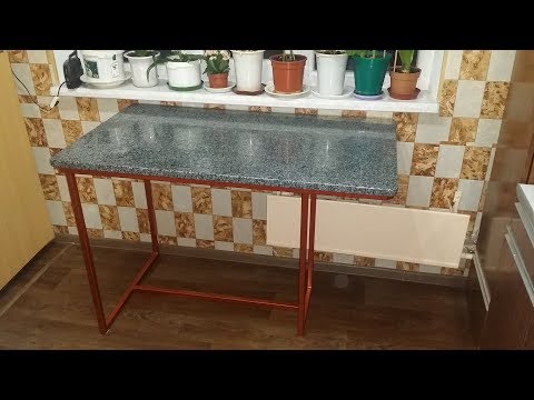 Marble Top Kitchen Table with Metal Base