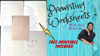 DIY Pre Writing Worksheets with Free Printable | How to teach writing alphabets for kids