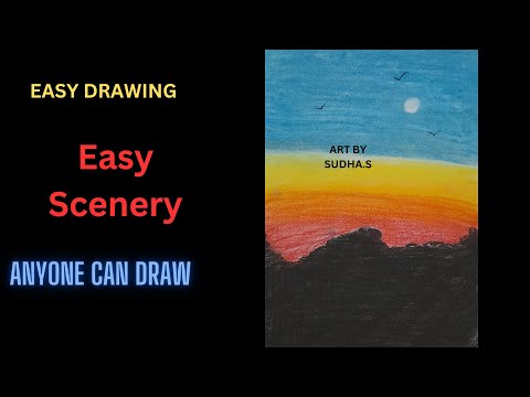 Easy Soft Pastels Drawing for beginners/ Sunset Sky/ River Reflection Scenery - Anyone Can Draw