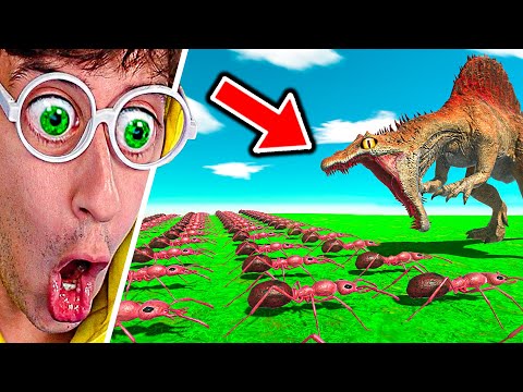 🦖 DINOSAURIO vs 1.000 HORMIGAS 🐜! (Batalla por Equipos vs HERMANA) | Animal Battle Simulator TEKENDO