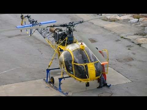 SA-315B Lama helicopter engine test at Barcelona Heliport - Heliand F-GHCC