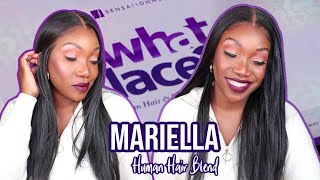 🔥 Sensationnel Mariella 26 STRAIGHT WHAT LACE HUMAN HAIR BLEND WIG HD Wig & ✅ Synthetic Wig Tips