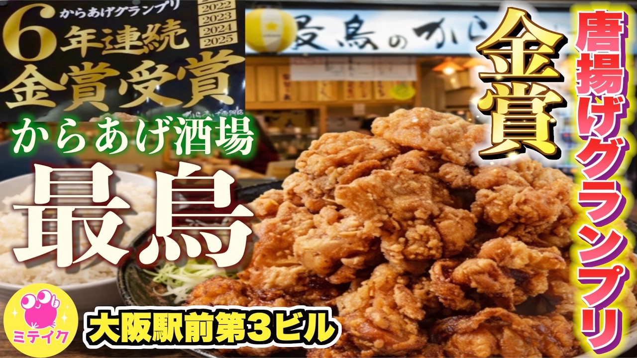 【大阪駅前3ビル】唐揚げグランプリ金賞【からあげ酒場 最鳥】名物とりかわ90円❗️ランチもおすすめ