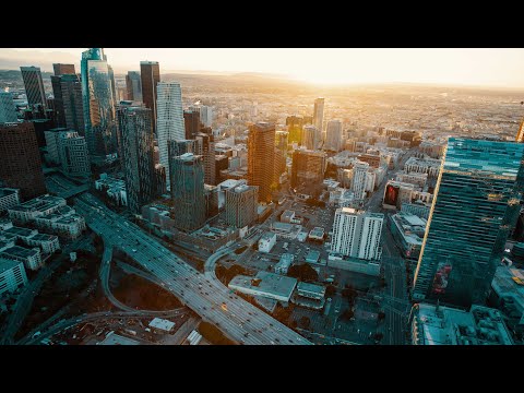 Sunrise over Downtown LA, 4k UHD