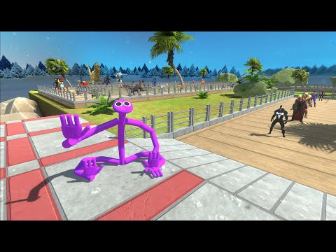 RAINBOW FRIEND PURPLE DESERT ISLAND DEATH RUN - Animal Revolt Battle Simulator