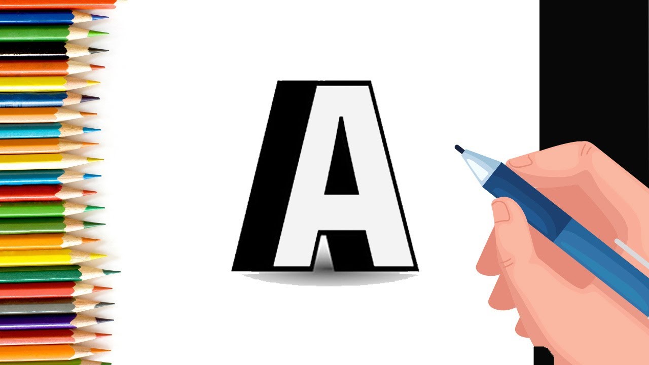 How To Draw 3D Letter A - 3D Trick Art on paper for Kids
