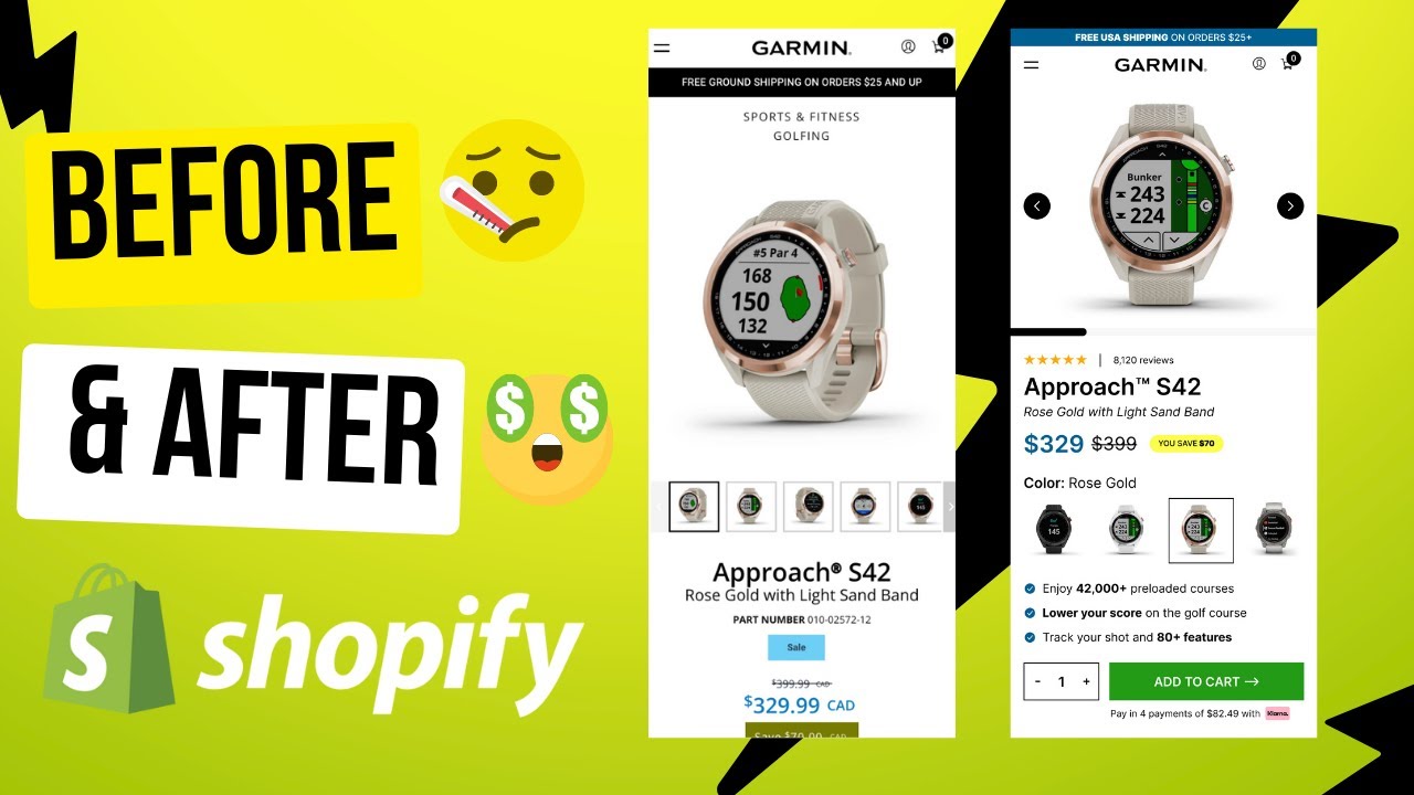Before & After: Garmin® Product Page in Figma + Shopify