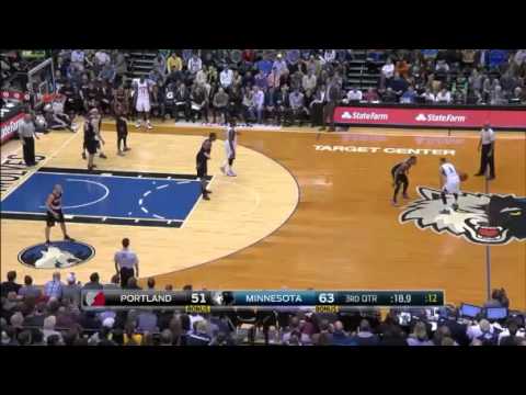 Andrew Wiggins stops three on one, Corey Brewer sinks three at the other end