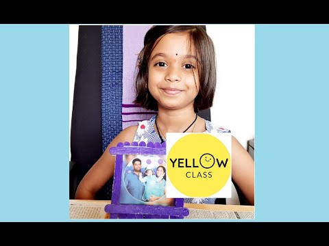 DIY Photo Frame with Ice creams Sticks | Lithika Fam | Yellow class