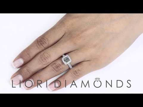 FD-SOLD-003 - 2.19 Carat Fancy Blue Asscher Cut Diamond Engagement Ring 14k White Gold Pave Halo