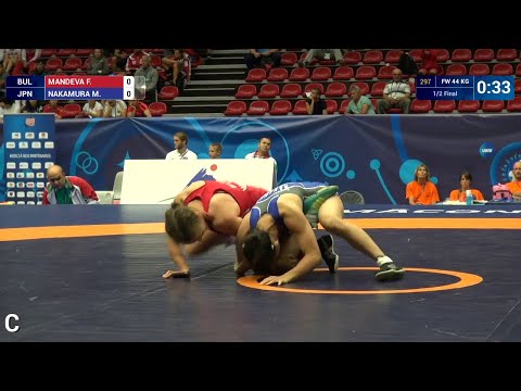 1/2 FW - 44 kg: M. NAKAMURA (JPN) df. F. MANDEVA (BUL) by TF, 10-0