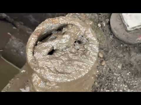 Broken underground drain being replaced