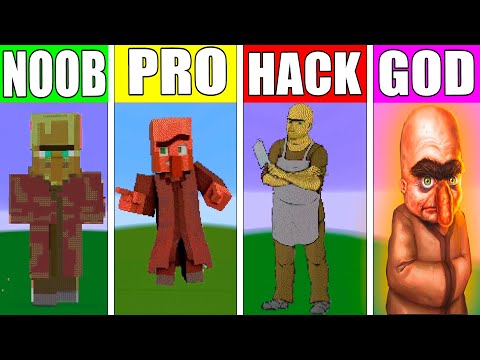 NOOB VS PRO VS HACKER VS GOD VILLAGER in Minecraft Pixel Art