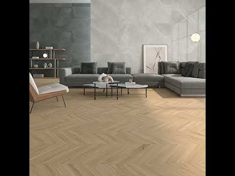 Carrelage sol imitation parquet Chevron sable 60x120 cm