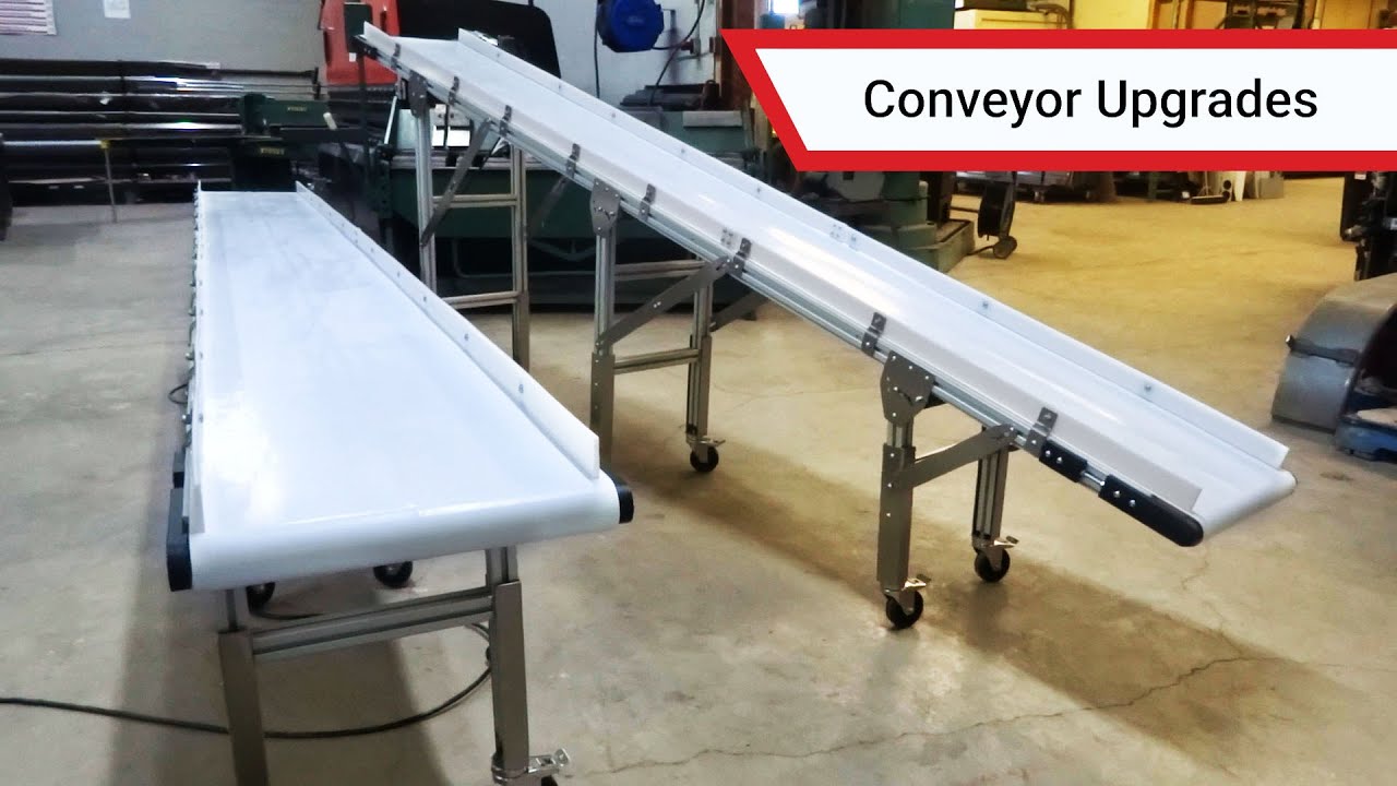 Conveyor Upgrades for Our Low Profile Conveyors: Wheels, Guides, Inclines, Belting