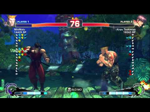 Kiryu Tsukimiya [Guy] vs MildMalu [Guile] SSF4 Japanese Online Ranked Matches - TRUE-HD