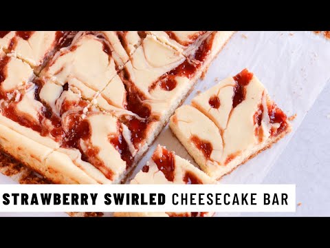 EASY STRAWBERRY SWIRLED CHEESECAKE BARS | Spring Recipe | Easy Dessert