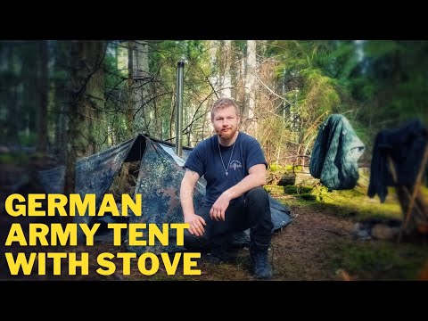 Deutsche Bundeswehr Zeltbahn mit Ofen - Bushcraft 1 night Solotour