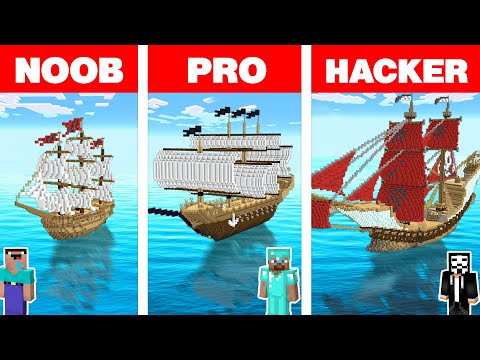 Scorpy - Minecraft NOOB vs PRO vs HACKER: PIRATE SHIP BOAT HOUSE BUILD CHALLENGE in Minecraft Animation