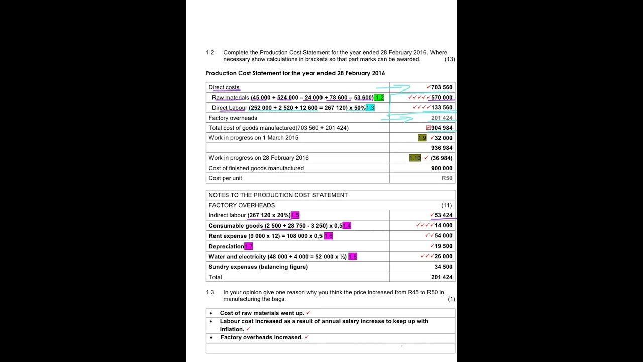 6. Completion of the manufactory statement