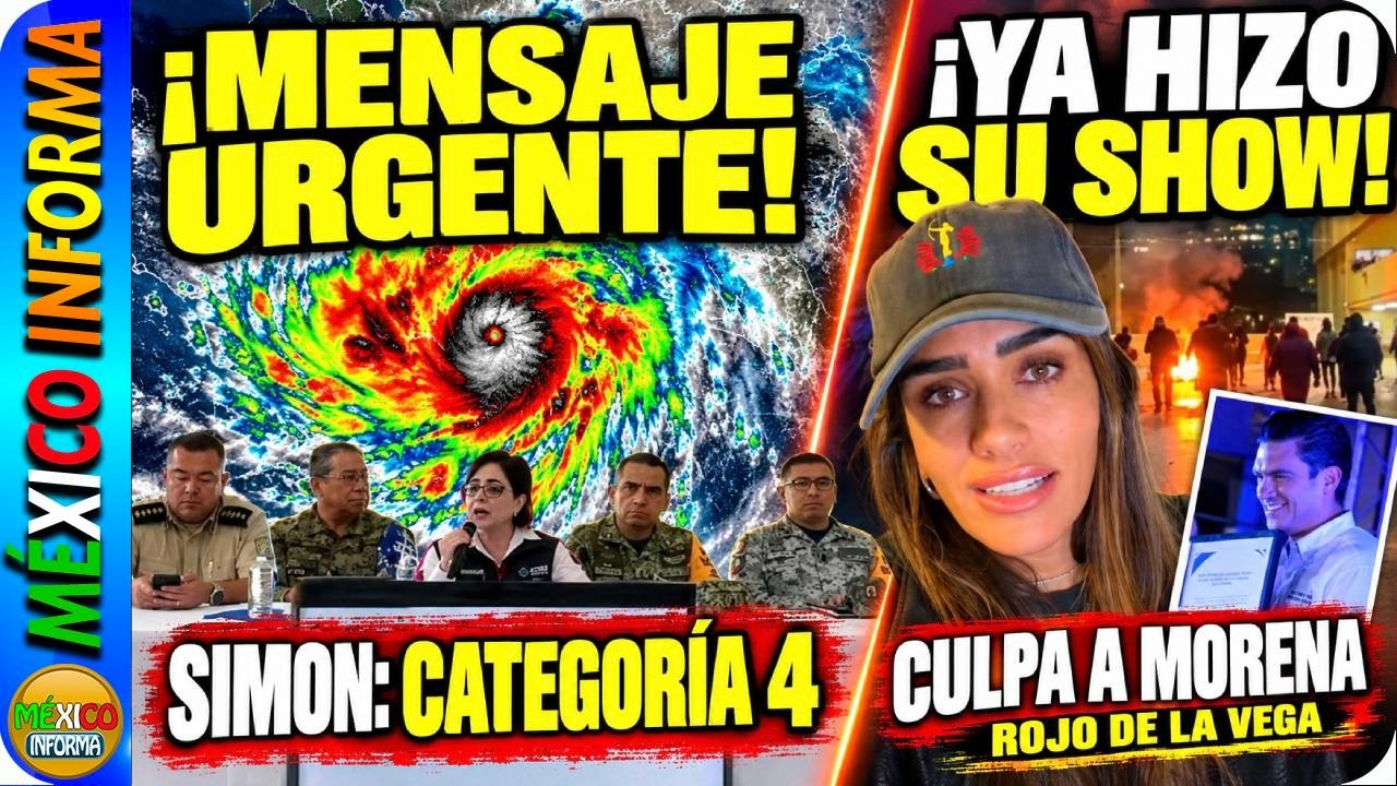 MENSAJE URGENTE POR HURACÁN SIMÓN. YA ES CATEGORÍA 4.SUSPENDEN ACTIVIDADES. ROJO DE LA VEGA POLÉMICA
