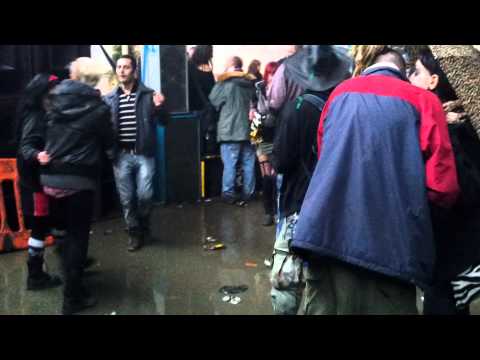 Halloween squat rave London, Chris Liberator behind the decks